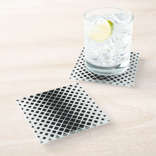 Modern Black Dissolving Square Block Pattern Glass Coaster