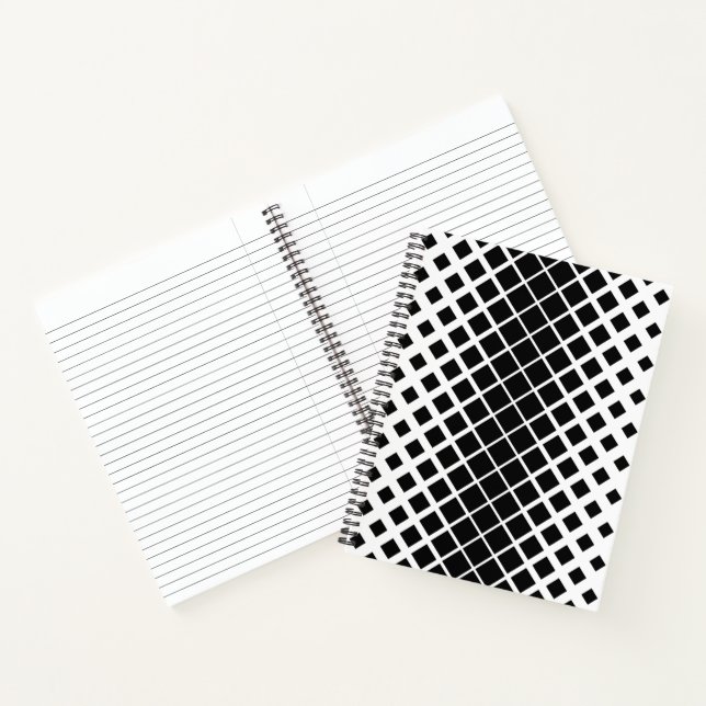 Modern Black Dissolving Square Block Pattern Notebook (Inside)