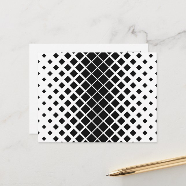 Modern Black Dissolving Square Block Pattern Postcard (Front/Back In Situ)