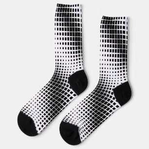 Modern Black Dissolving Square Block Pattern Socks