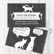 Modern Black Dog Grooming Appointment Card