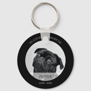 Modern Black Dog Memorial In Loving Memory Photo Key Ring