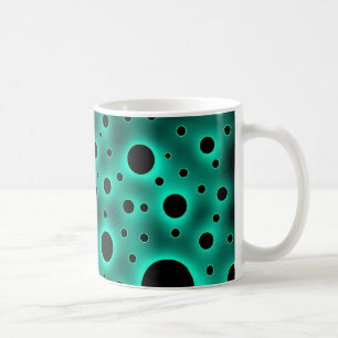 Modern Black Dots over Turquoise Coffee Mug