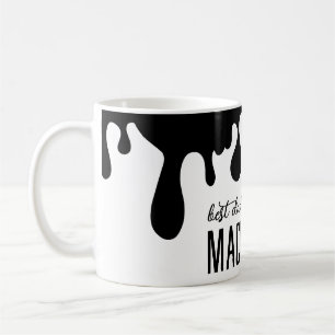 Modern Black Dripping Paint Name Coffee Mug