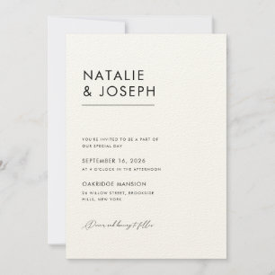 Modern Black & Ecru QR Code All In One Wedding Invitation