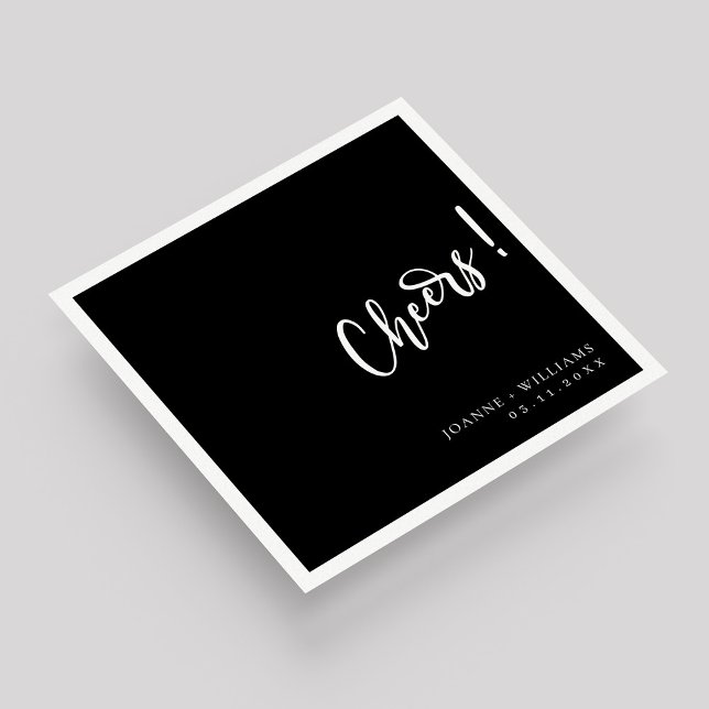 Modern Black Elegant Hand Lettering Cheers Wedding Napkin (Modern Black Elegant Hand Lettering Cheers Wedding Napkins)