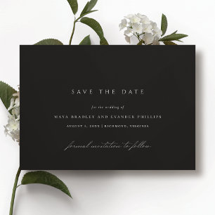 Modern Black   Elegant Minimalist Moody Wedding Save The Date