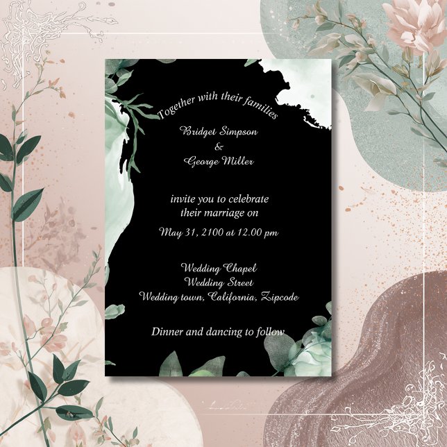 modern black elegant periwinkle Wedding Invitation (Creator Uploaded)