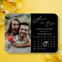Modern Black Elegant Script Photo Save the Date