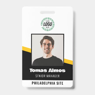 Modern Black Employee Photo ID Company Security Badge