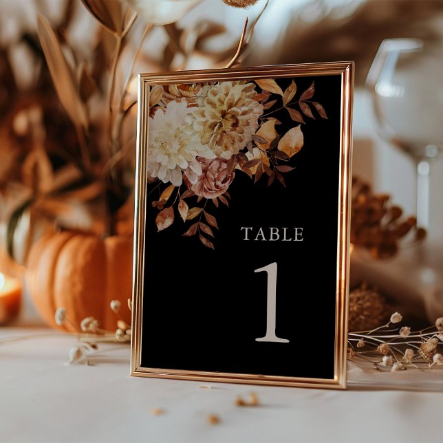 Modern Black Fall Botanical Wedding Table Number (Modern Black Fall Botanical Wedding Table Number
)