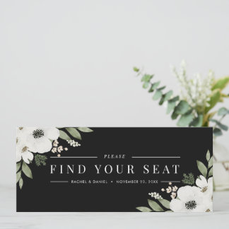 Modern Black Floral Botanical Seating Chart Header