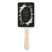 Modern Black Floral Botanical Wedding Program