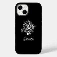 Modern Black Floral Treble Clef Musician Choir