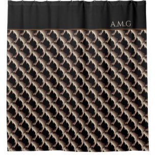 Modern Black Fly Fishing Rainbow Trout Bathroom Shower Curtain