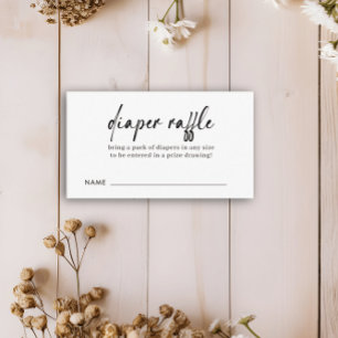 Modern Black Font Diaper Raffle Enclosure Card