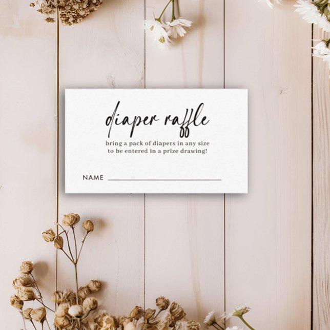 Modern Black Font Diaper Raffle Enclosure Card (Creator Uploaded)
