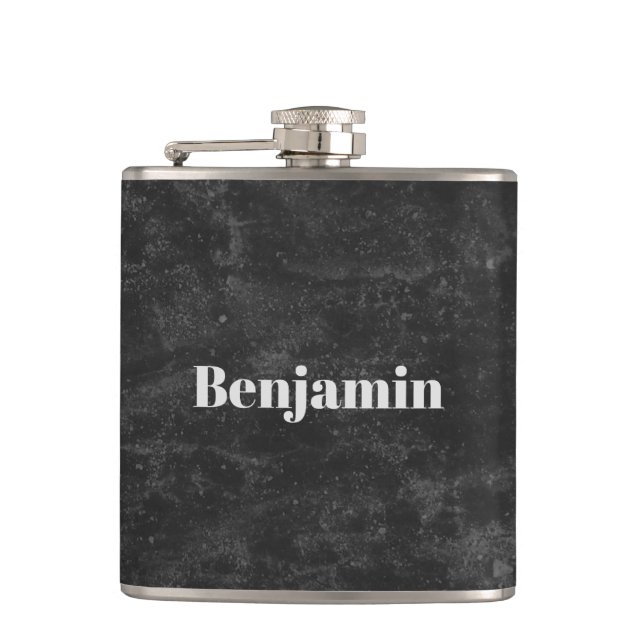 Modern Black for him  Hip Flask (Front)