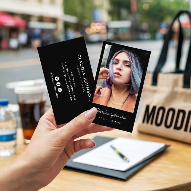Modern black frame actor model singer dancer photo business card (Modern black frame actor model singer dancer photo)