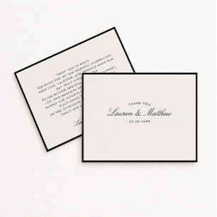 Modern Black Frame Ivory Wedding Thank You Card