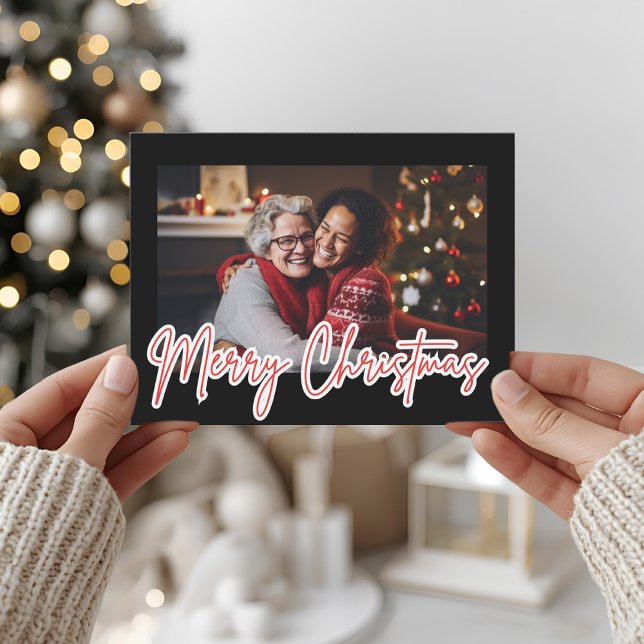 Modern Black Frame Merry Christmas Photo  Postcard (Creator Uploaded)