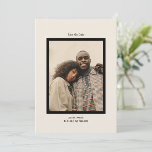 Modern Black Frame Minimalist Wedding Elegant Save The Date