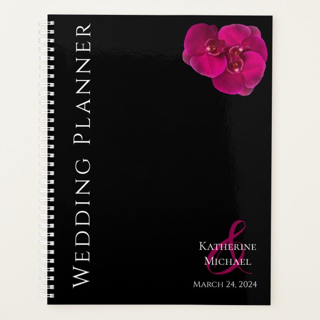 Modern Black Fuchsia and White-Wedding-Planner Planner (Front)