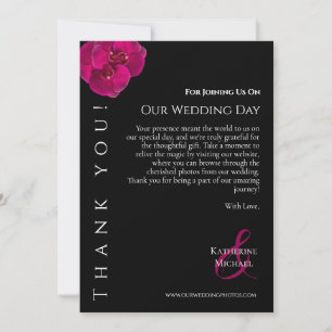 Modern Black Fuchsia White-Wedding Thank You- Invitation