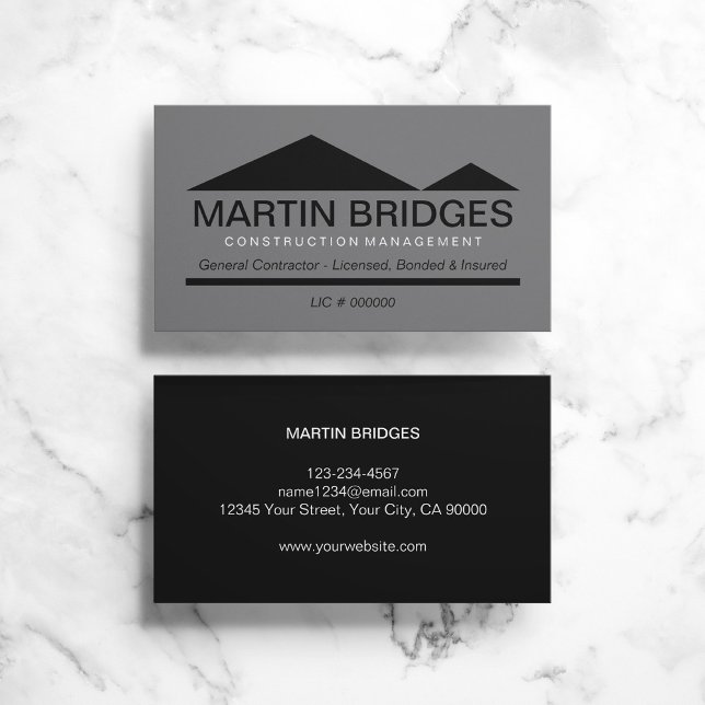 Modern Black General Construction Business Cards (Creator Uploaded)