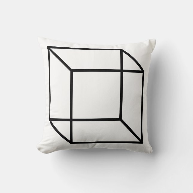 Modern Black Geometric Cube Outline Cushion (Front)
