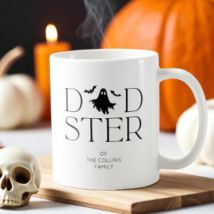 Modern Black Ghost Bats Halloween Dadster Dad Coffee Mug