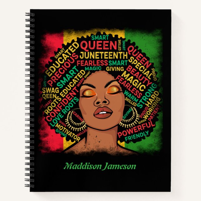 Modern Black Girl Typography Script Motivational  Notebook (Front)