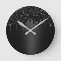 Modern Black Glitter Drips Elegant Dark