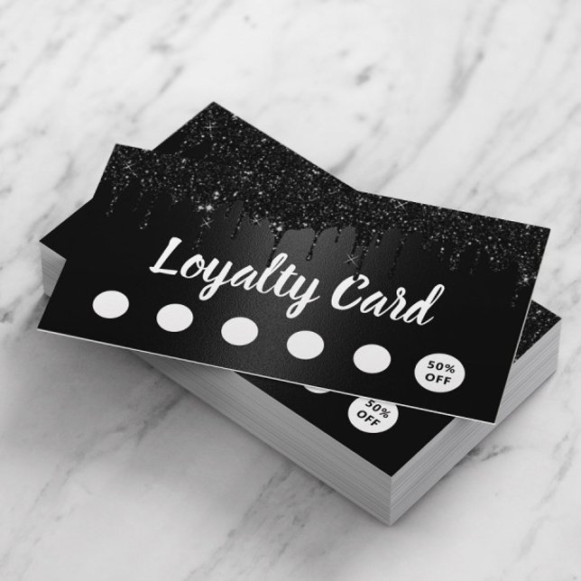 Modern Black Glitter Drips Salon & Spa Loyalty (Creator Uploaded)