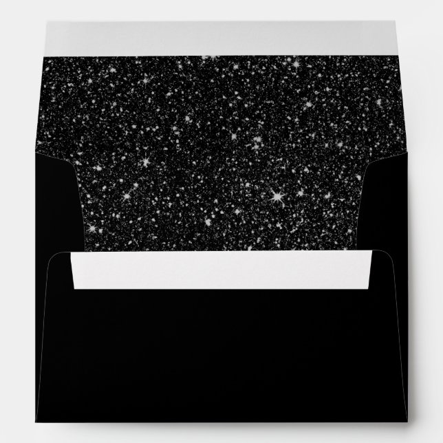 Modern Black Glitter Elegant All Black Envelope (Back (Bottom))