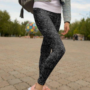 Modern Black Glitter Sparkle Leggings