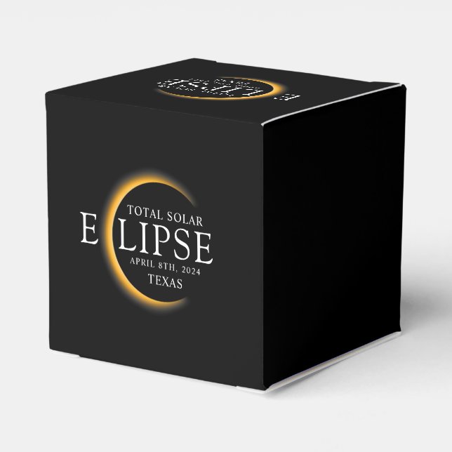 Modern Black & Gold 2024 Texas Total Solar Eclipse Favour Box (Back Side)