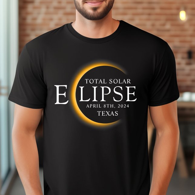 Modern Black & Gold 2024 Texas Total Solar Eclipse T-Shirt (Creator Uploaded)