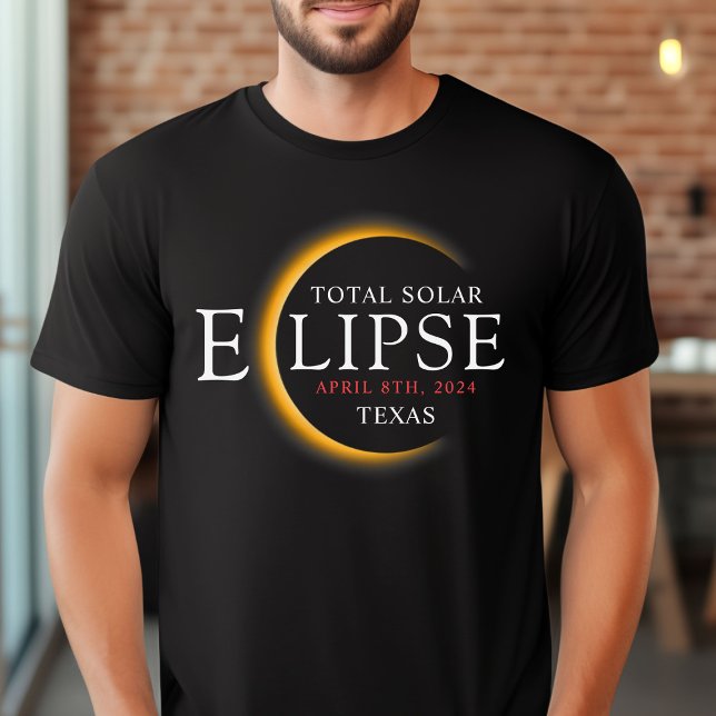 Modern Black & Gold 2024 Texas Total Solar Eclipse T-Shirt (Creator Uploaded)
