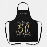 Modern black gold 50th birthday typography stylish