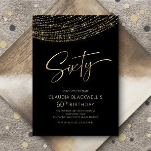 Modern Black Gold 60th Birthday Invitation