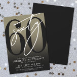 Modern Black Gold 60th Birthday Party Invitation<br><div class="desc">Celebrate sixty years in style with this modern grey to black gradient 60th birthday party invitation. The design features a large black "60" across most of the card, with a handwritten script-style white "Sixty" layered over it for a bold, contemporary look. The party details sit neatly at the bottom in...</div>