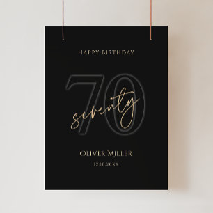 Modern Black Gold 70th Birthday Party Poster