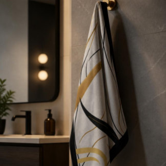 Modern Black & Gold Abstract Hand towel