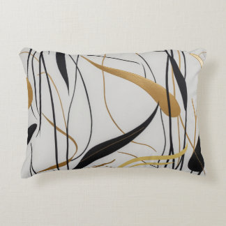 Modern Black & Gold Abstract Line  Decorative Cushion