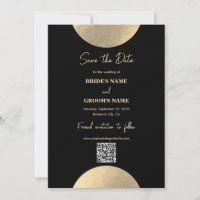 Modern Black & Gold Abstract Wedding QR Code