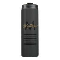 Modern Black & Gold Add Name & Monogram Groomsmans