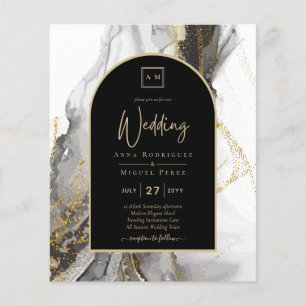 Modern Black Gold Agate Marble Glitter Wedding