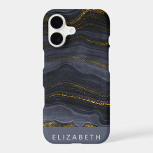 Modern Black & Gold Agate Stone Abstract