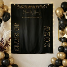 Modern Black Gold Art Deco Graduation Party